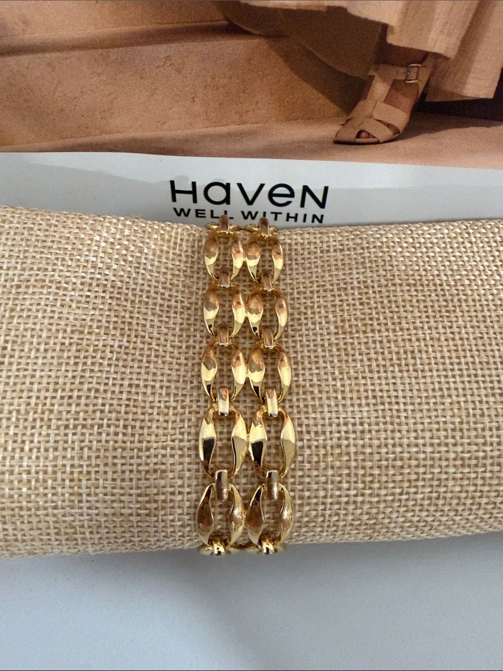 Gold Tone Double Row Link Bracelet